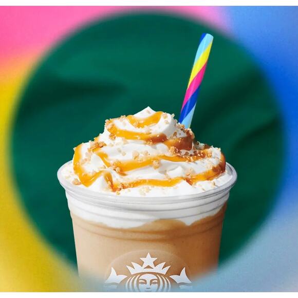 Starbucks 2024 Limited Edition Rainbow Reusable Straws Set of 2 Pride Cold Drink - Picture 1 of 6